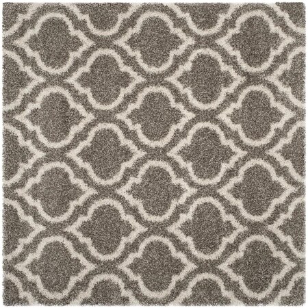 Flowers First 7 x 7 ft. Square Hudson Shag Power Loomed Rug, Grey & Ivory FL1881781